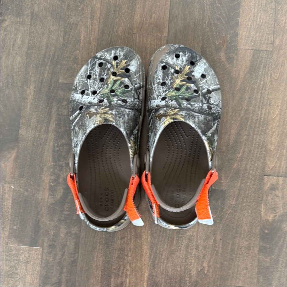CROCS Gray and Orange Slippers with Comfort Fit